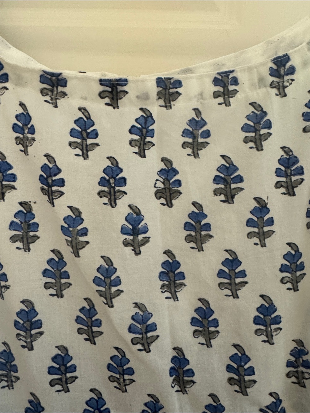 White regency period day Dress with Blue Floral Print - Picture 5 of 5